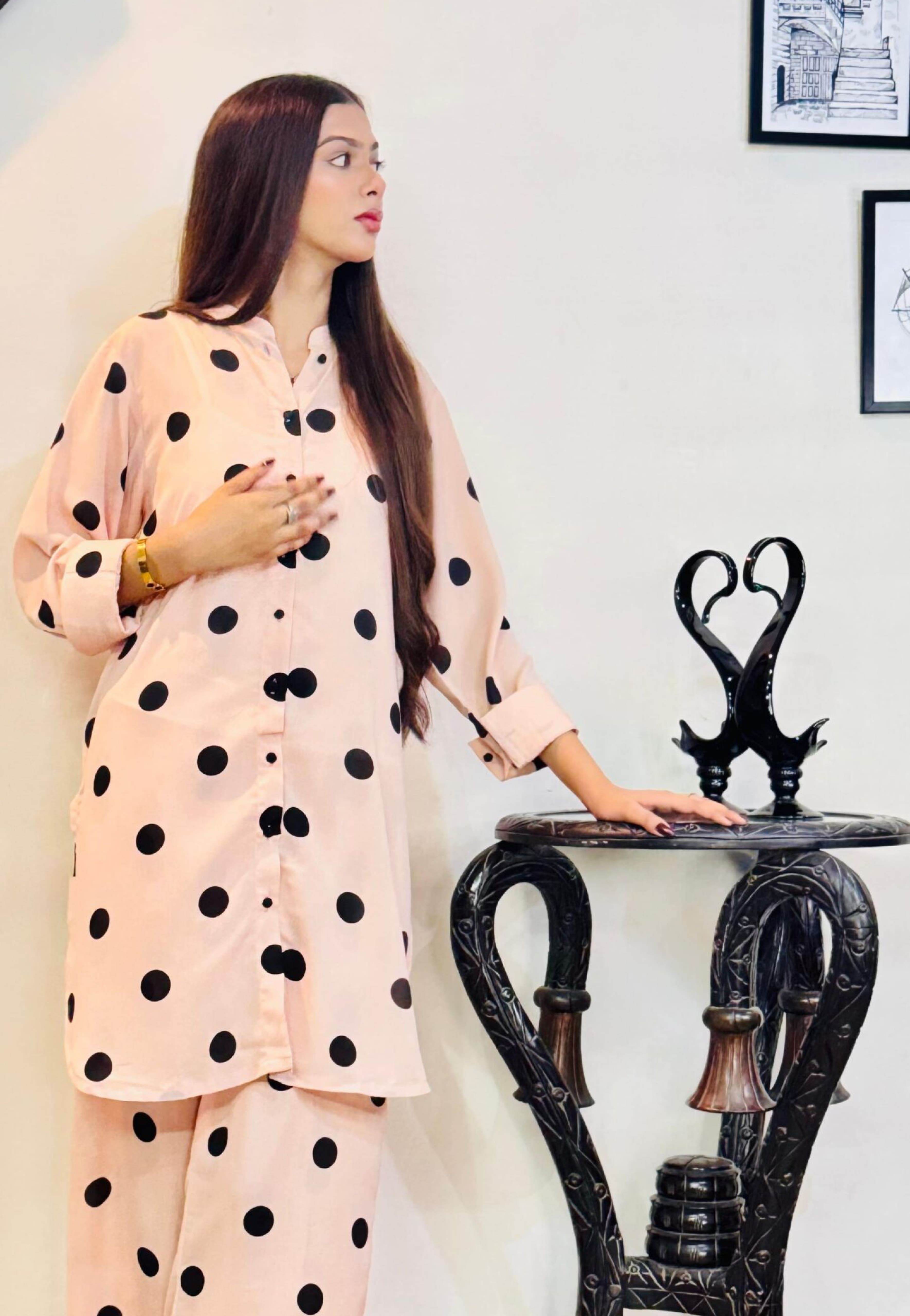 2pc Polka dots grip silk Co-Ord set - Maan&Mahi